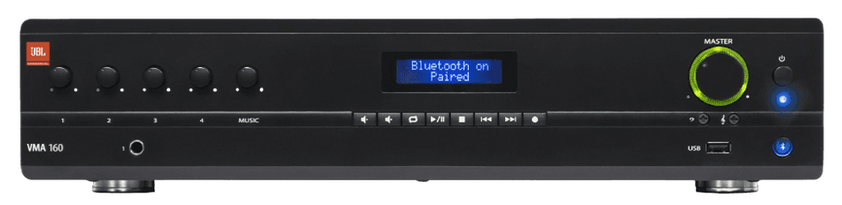 JBL Professional VMA160 - 60W 5x1 Commercial Mixer/Amplifier with Bluetooth, USB and 70/100V or 4/8Ω Outputs