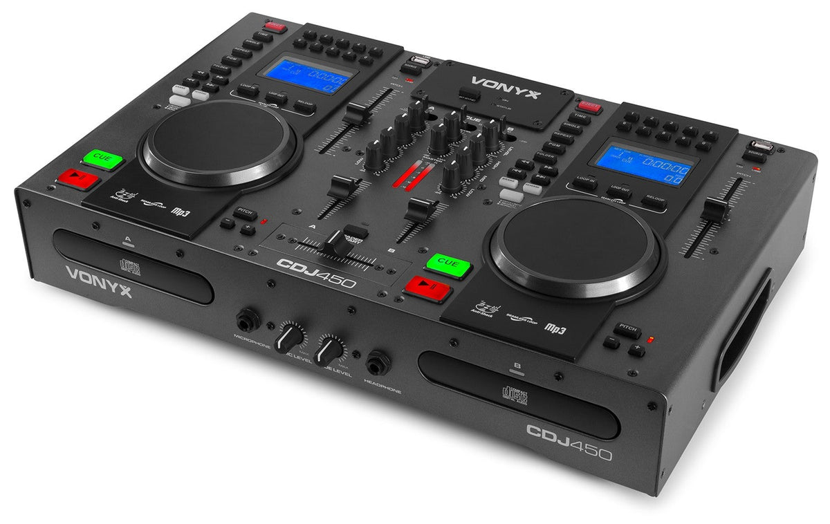 Vonyx CDJ450 - Doble reproductor mezclador sobremesa CD/MP3/USB con BT - Tempo Shop