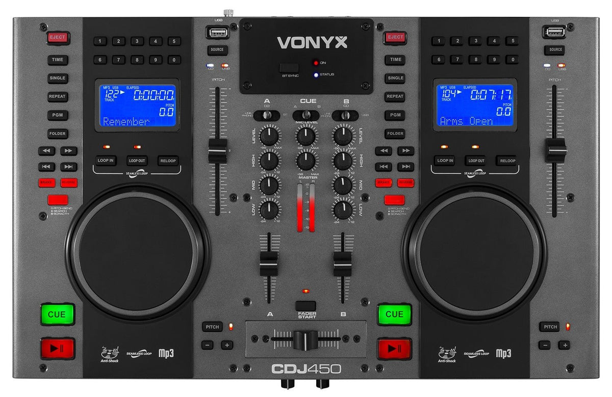 Vonyx CDJ450 - Doble reproductor mezclador sobremesa CD/MP3/USB con BT - Tempo Shop