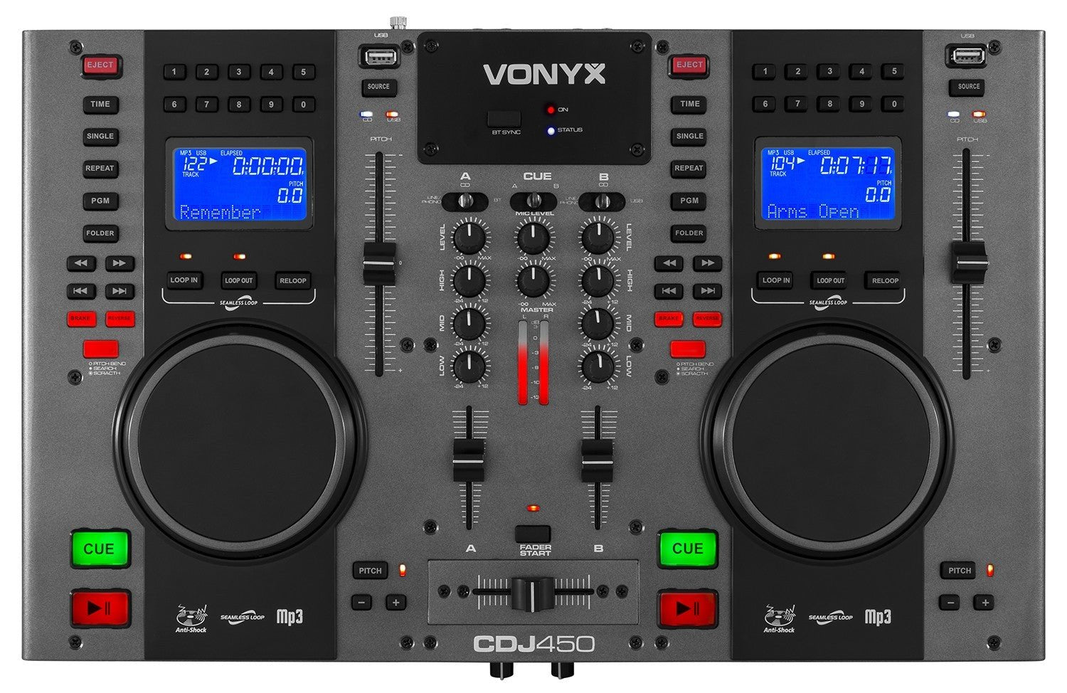 Vonyx CDJ450 - Doble reproductor mezclador sobremesa CD/MP3/USB con BT - Tempo Shop