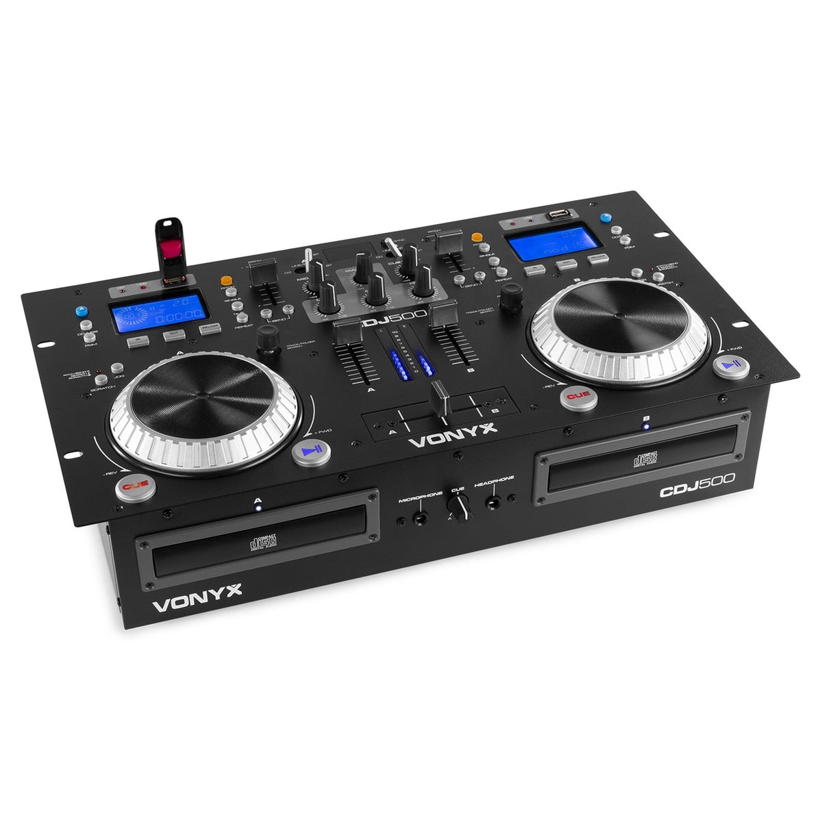 Vonyx CDJ500 - Doble reproductor con amplificador CD/MP3/USB/BT - Tempo Shop