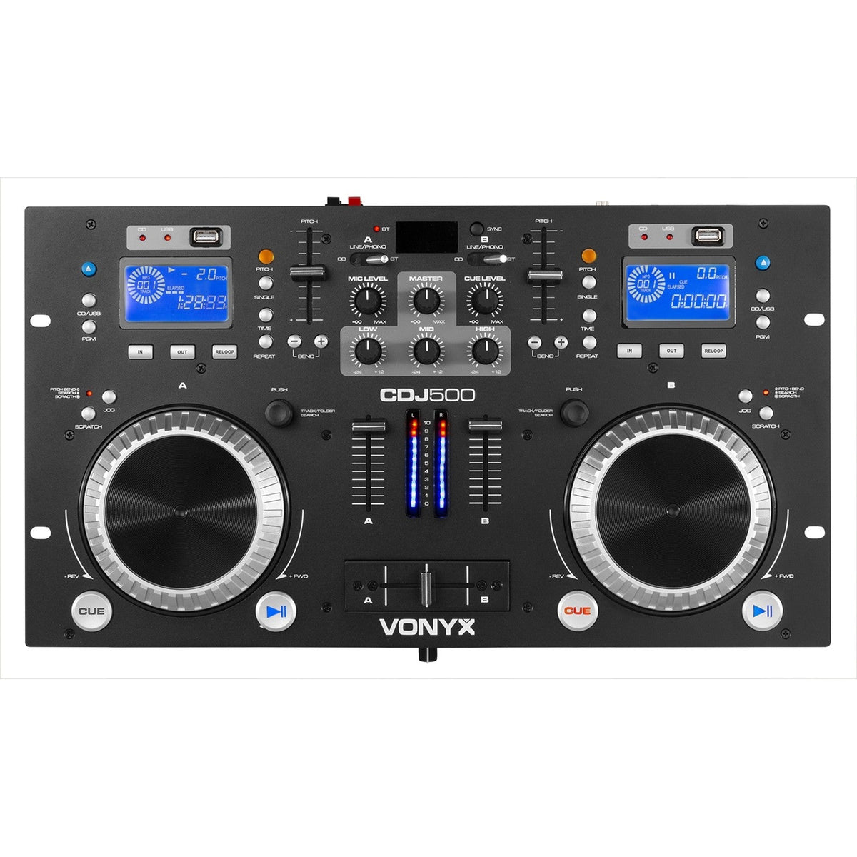 Vonyx CDJ500 - Doble reproductor con amplificador CD/MP3/USB/BT - Tempo Shop