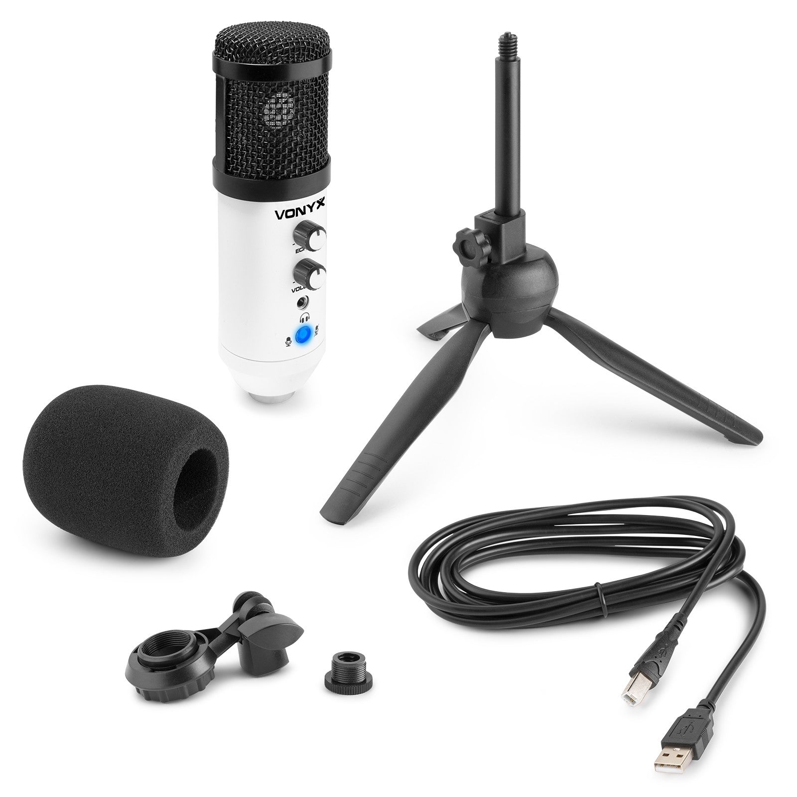 Vonyx CM320W - Micrófono estudio USB Blanco con Echo - Tempo Shop