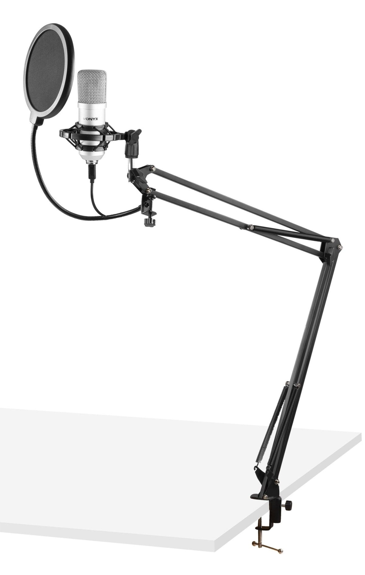 Vonyx CMS300S - Micrófono de estudio Set USB Plata - Tempo Shop