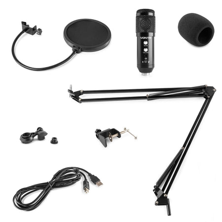 Vonyx CMS320B - Kit de micrófono estudio USB Negro con Echo - Tempo Shop