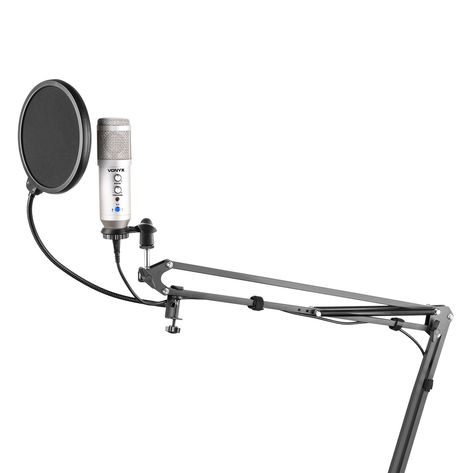 Vonyx CMS320S - Kit de micrófono estudio USB Titanio con Echo - Tempo Shop