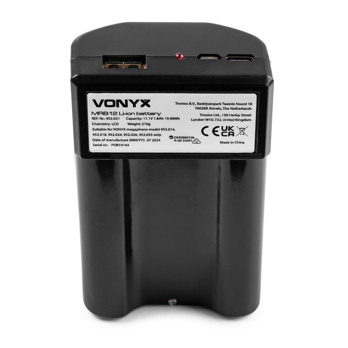 Vonyx MRB12 - Paquete de baterías de iones de litio de 12 V con cargador - Tempo Shop