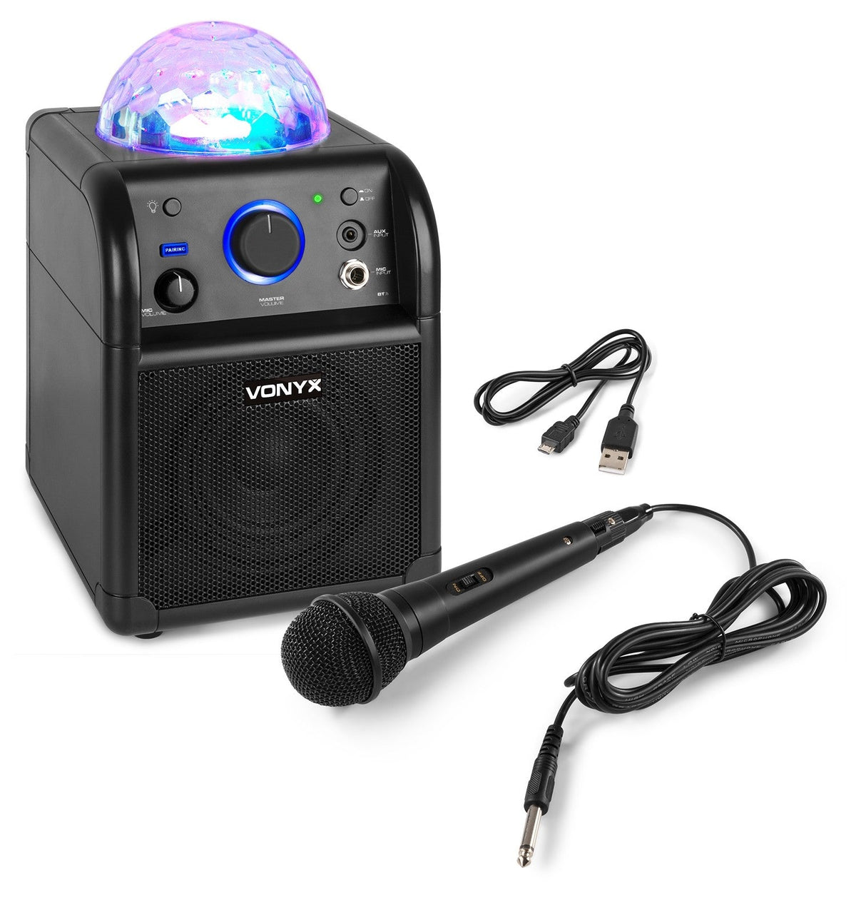 Vonyx SBS50B BT - Bafle Karaoke negro con bola LED - Tempo Shop