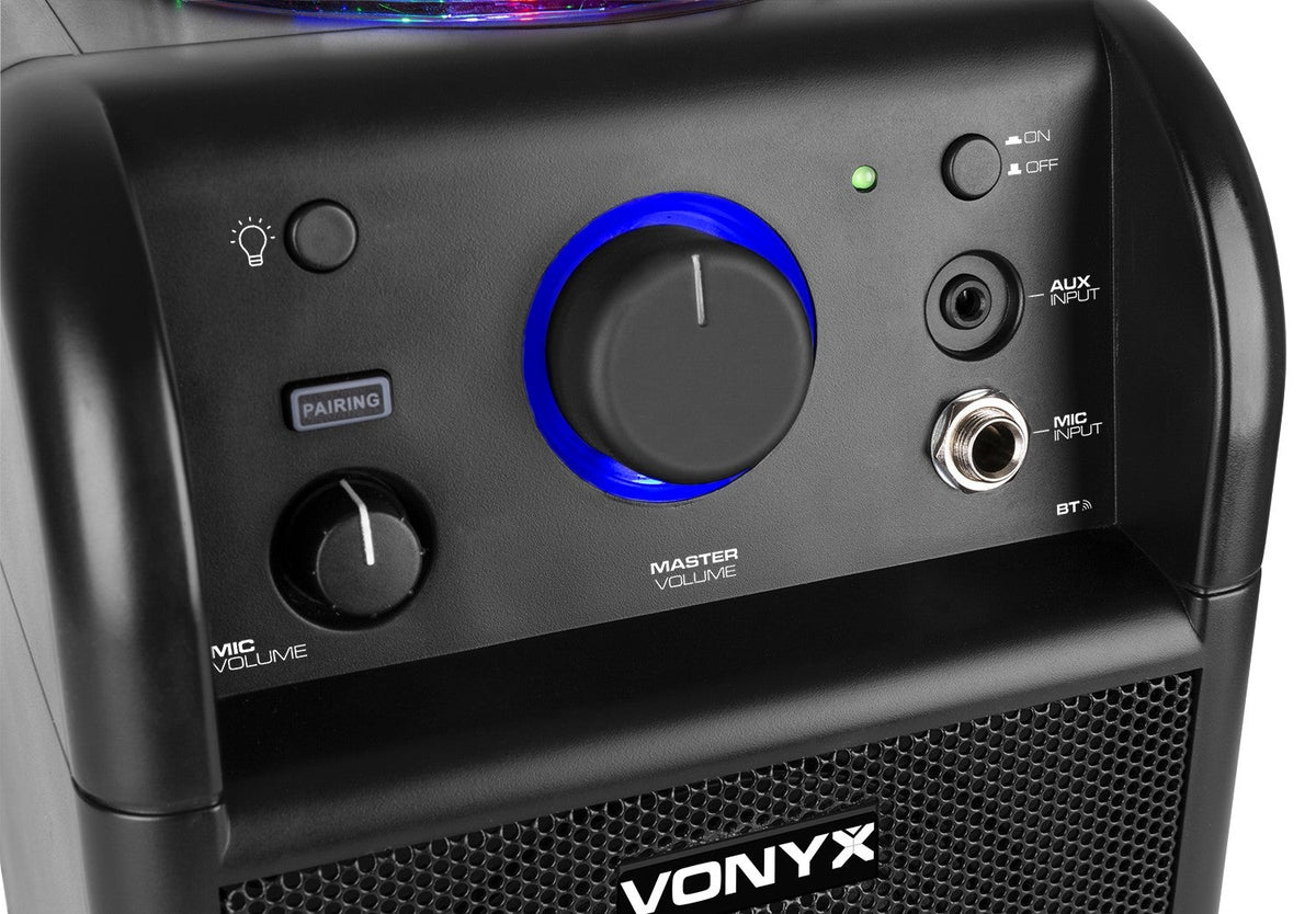 Vonyx SBS50B BT - Bafle Karaoke negro con bola LED - Tempo Shop