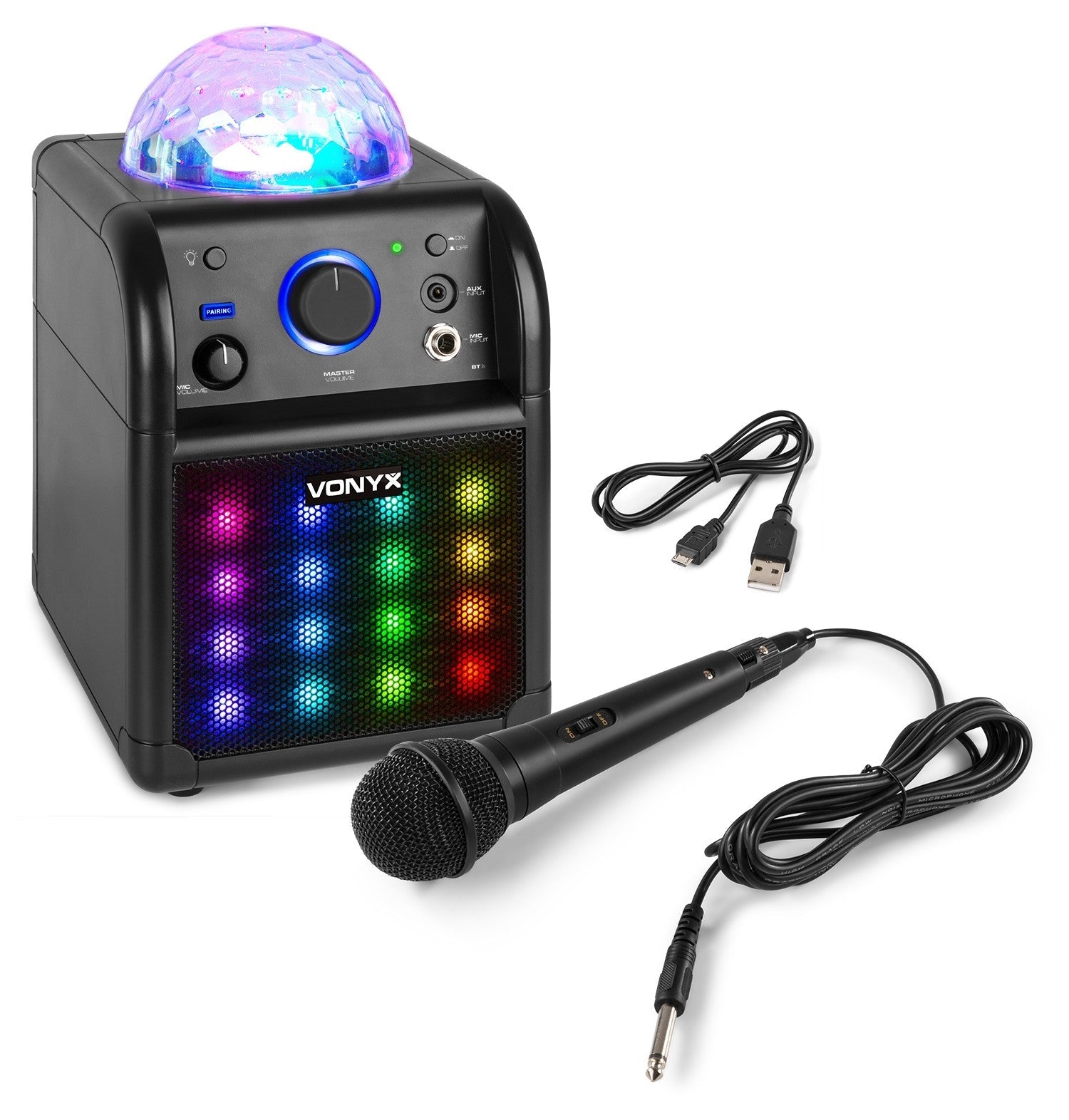 Vonyx SBS50B - PLUS - Conjunto Karaoke Negro con luces LED - Tempo Shop
