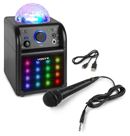 Vonyx SBS50B - PLUS - Conjunto Karaoke Negro con luces LED - Tempo Shop