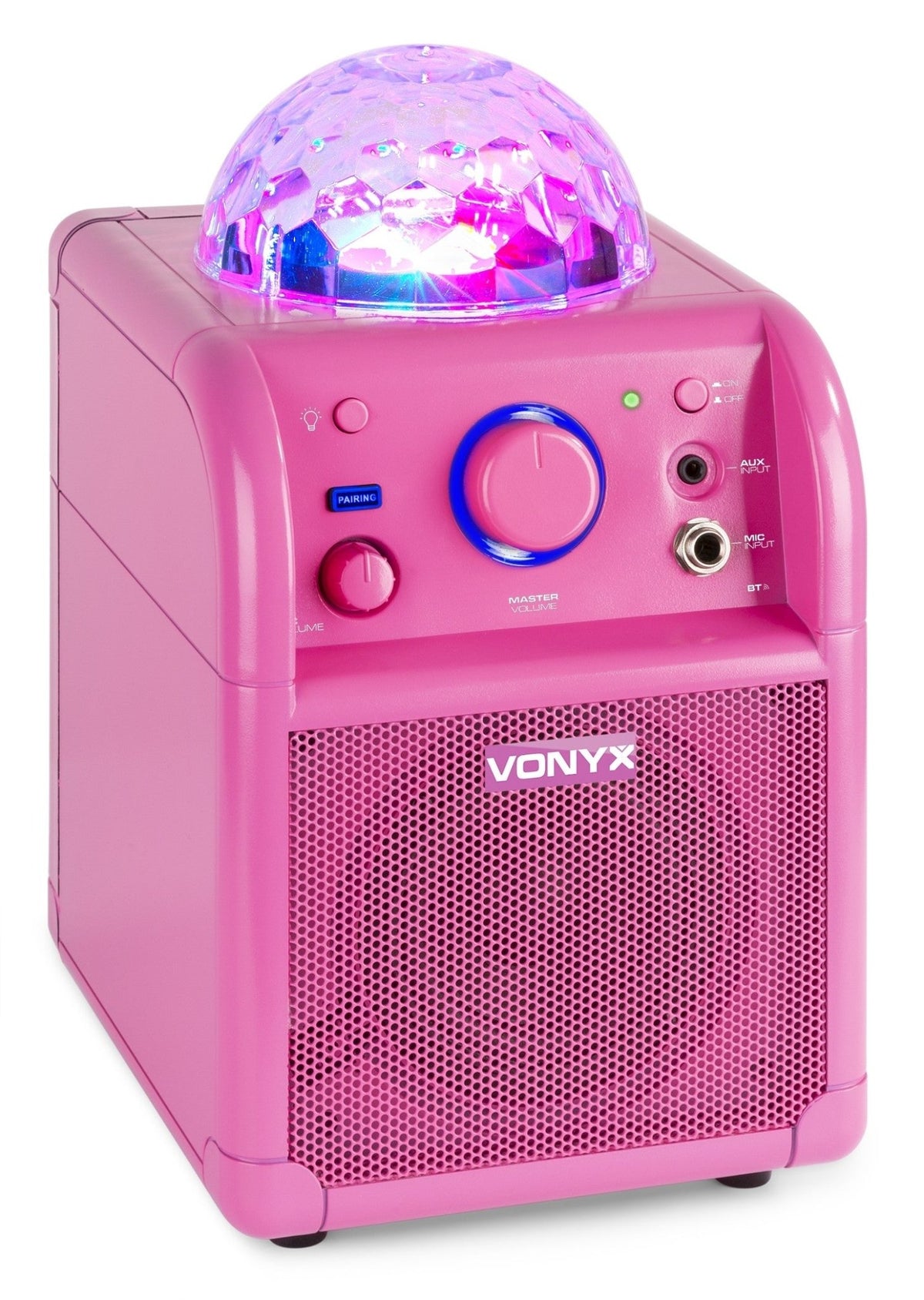 Vonyx SBS50P BT - Bafle Karaoke rosa con bola LED - Tempo Shop
