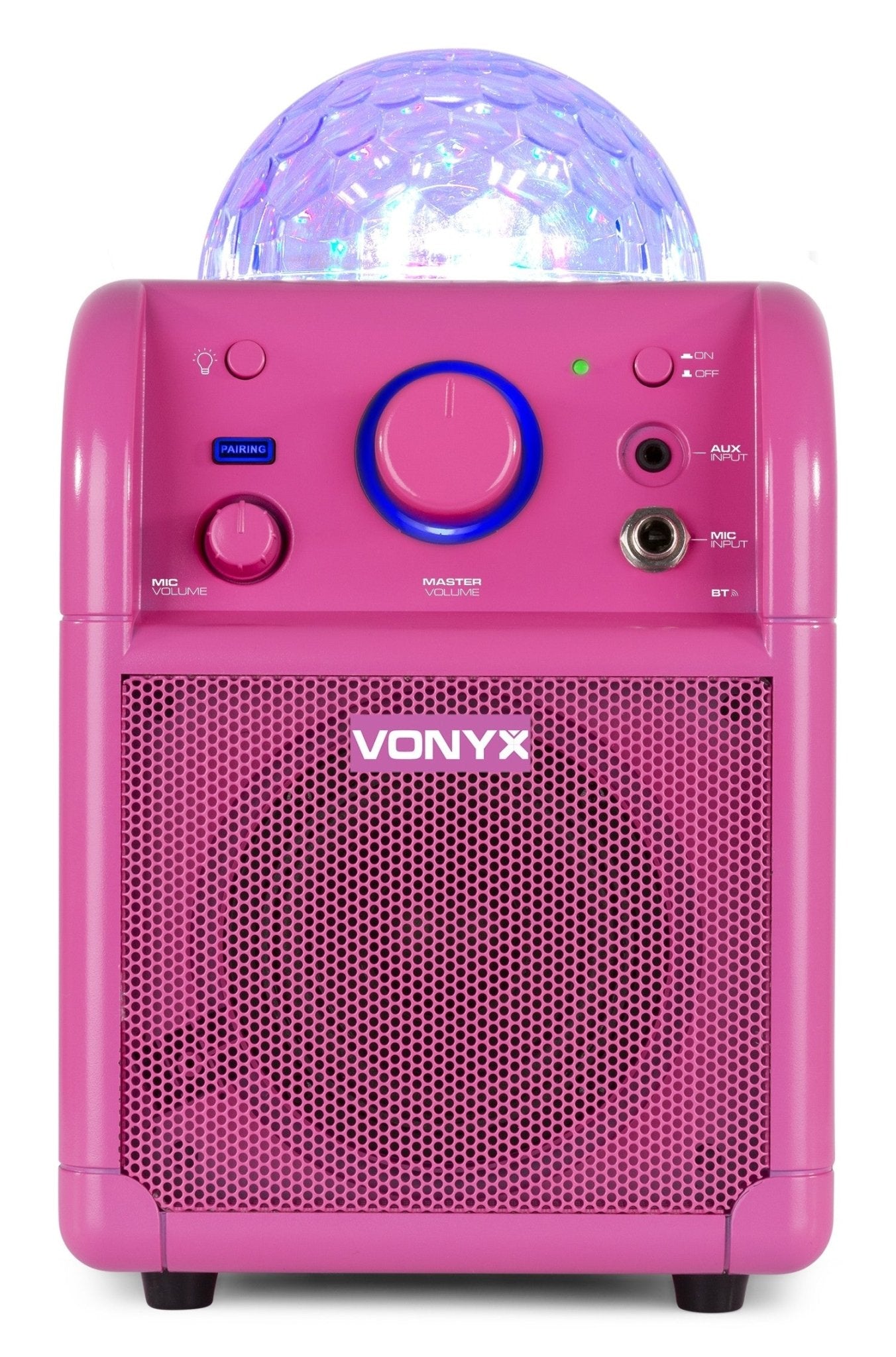 Vonyx SBS50P BT - Bafle Karaoke rosa con bola LED - Tempo Shop