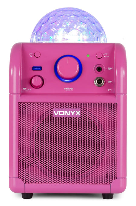 Vonyx SBS50P BT - Bafle Karaoke rosa con bola LED - Tempo Shop