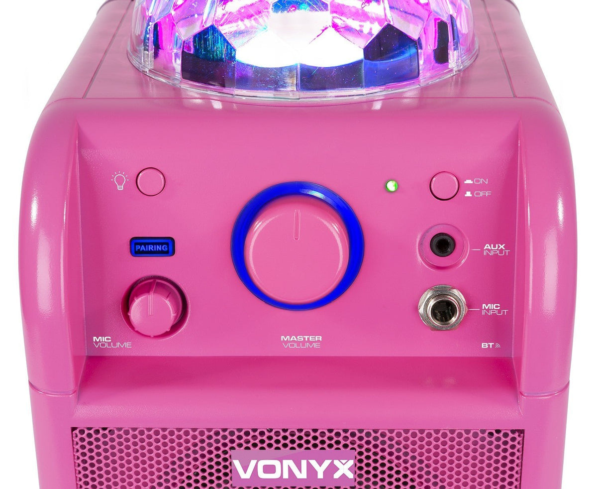 Vonyx SBS50P BT - Bafle Karaoke rosa con bola LED - Tempo Shop