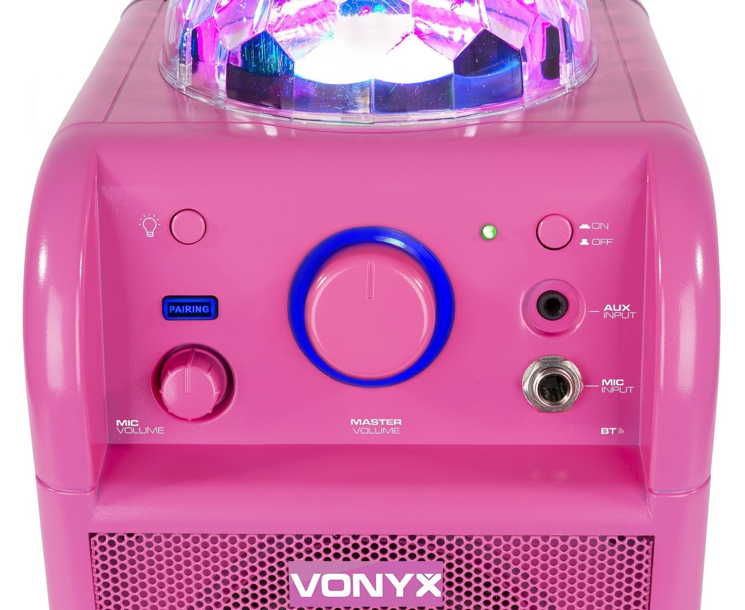 Vonyx SBS50P BT - Bafle Karaoke rosa con bola LED - Tempo Shop
