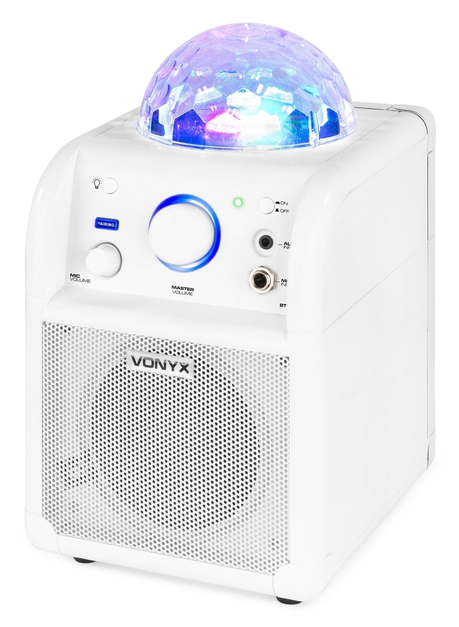 Vonyx SBS50W BT - Bafle Karaoke blanco con bola LED - Tempo Shop