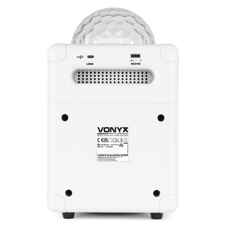 Vonyx SBS50W BT - Bafle Karaoke blanco con bola LED - Tempo Shop