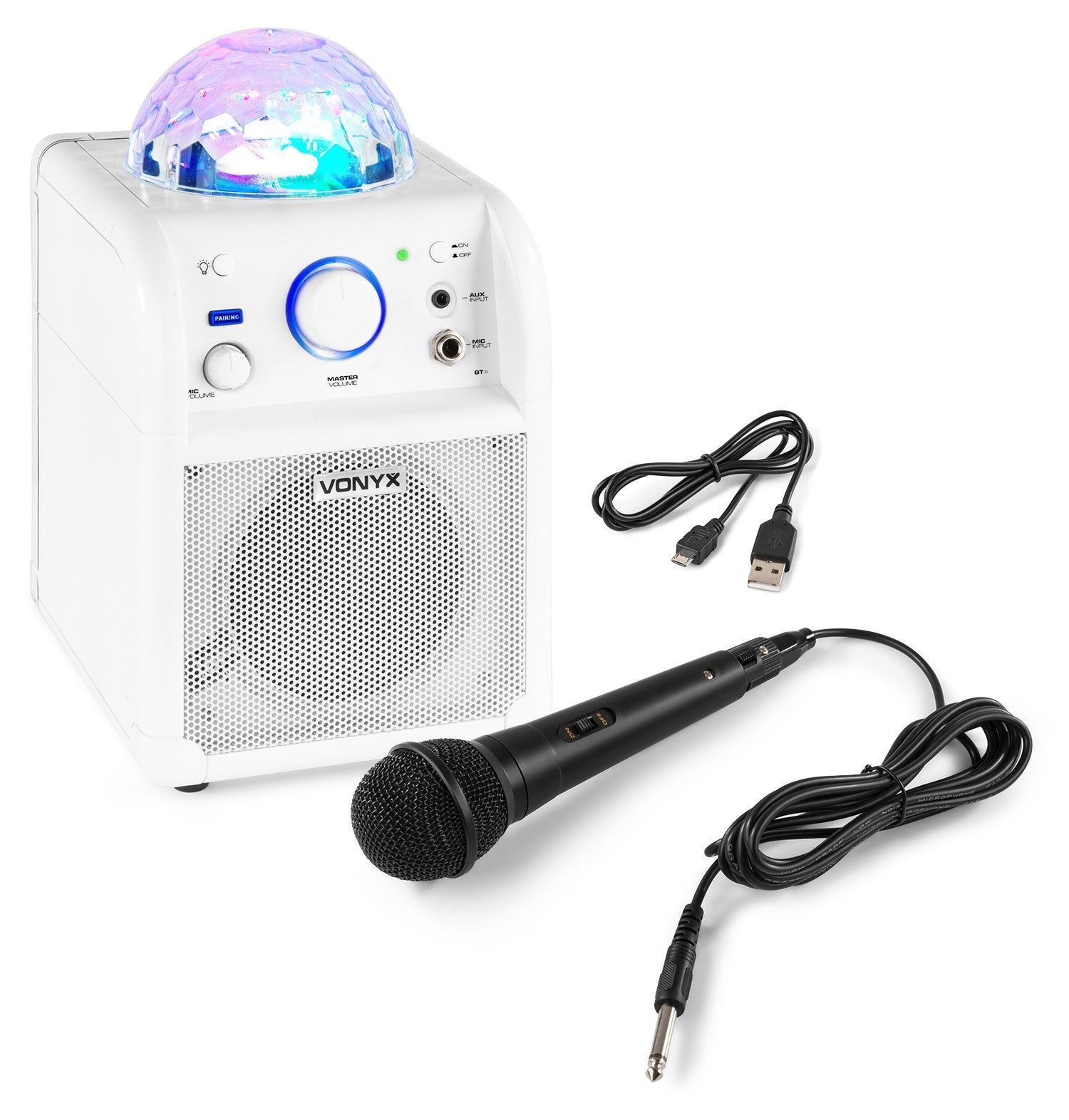 Vonyx SBS50W BT - Bafle Karaoke blanco con bola LED - Tempo Shop