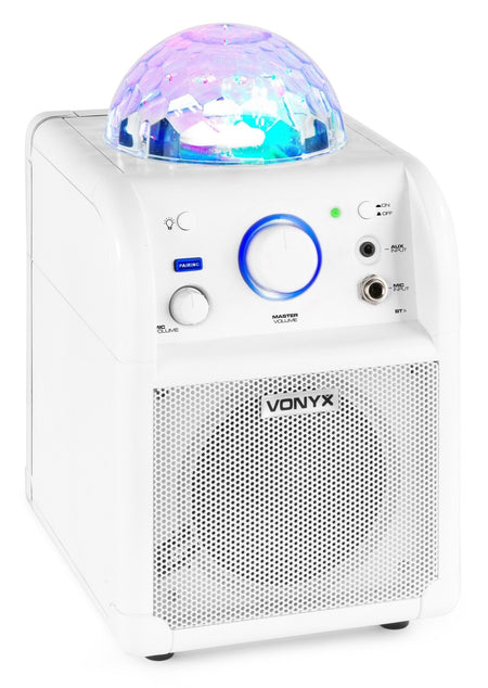 Vonyx SBS50W BT - Bafle Karaoke blanco con bola LED - Tempo Shop