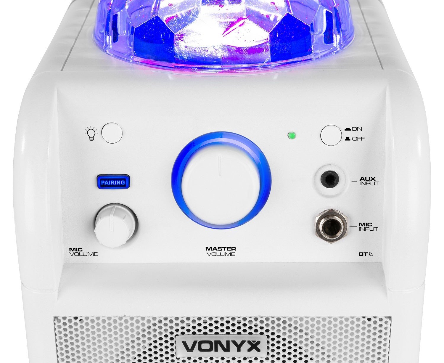 Vonyx SBS50W BT - Bafle Karaoke blanco con bola LED - Tempo Shop
