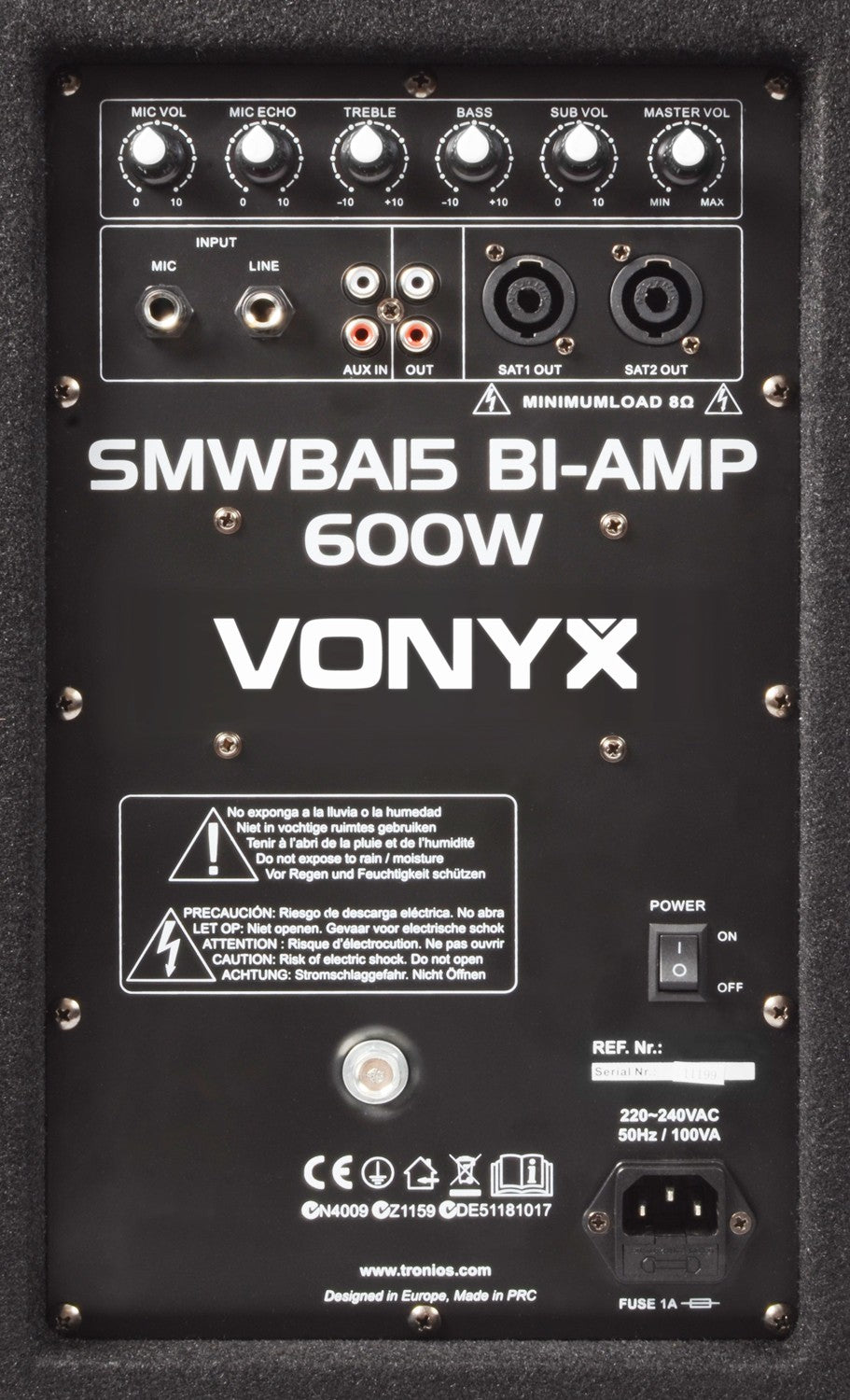 Vonyx SMWBA15 - Subwoofer Bi - Amplificado 15" 600W - Tempo Shop