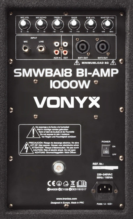 Vonyx SMWBA18 - Subwoofer Bi - Amplificado 18" 1000W - Tempo Shop