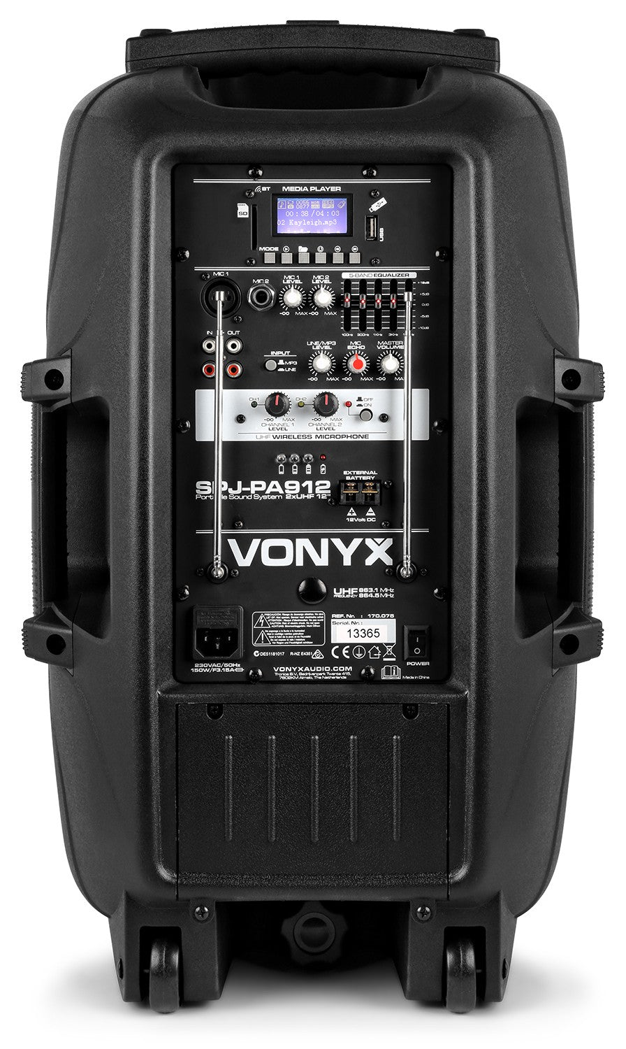 Vonyx SPJ - PA912 - Bafle Móvil activo ABS 12" 2 micros UHF/USB/MP3 - Tempo Shop