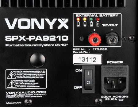 Vonyx SPX - PA9210 - Sistema Portátil de Sonido ABS 2x10" - Tempo Shop