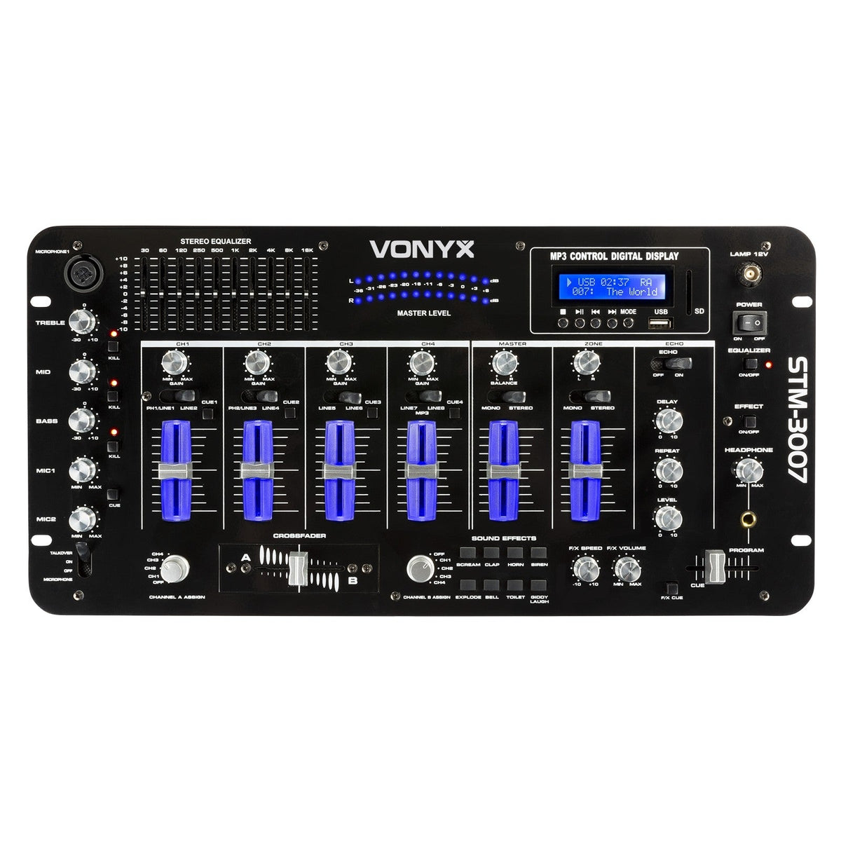 Vonyx STM - 3007 - Mezclador 6 Canales SD/USB/MP3/LED/BT 19" - Tempo Shop