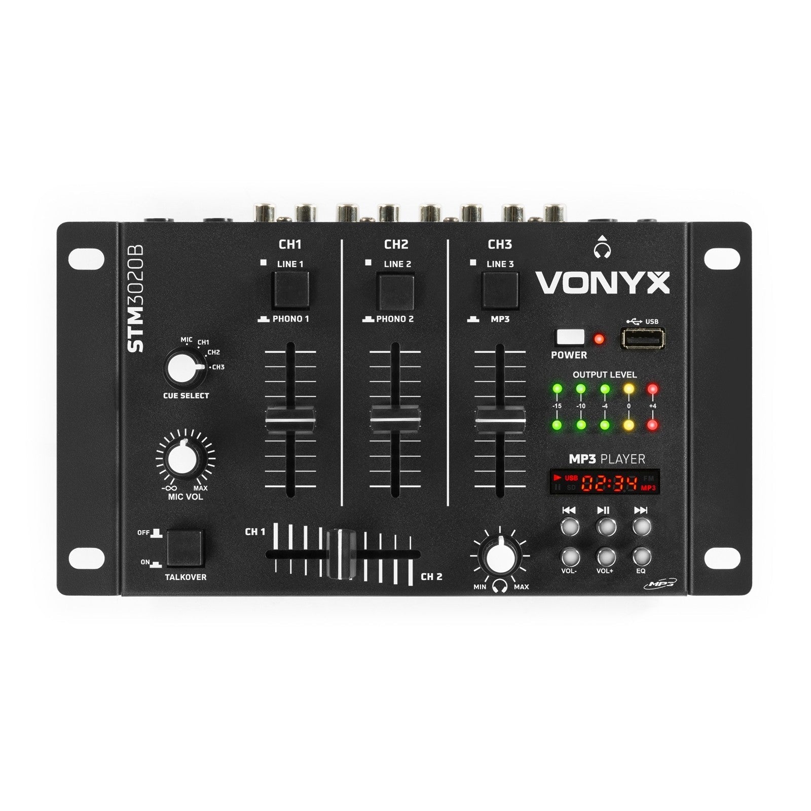 Vonyx STM - 3020B - Mezclador de 6 canales con USB/MP3 - Negro - Tempo Shop