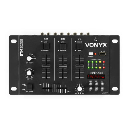 Vonyx STM - 3020B - Mezclador de 6 canales con USB/MP3 - Negro - Tempo Shop