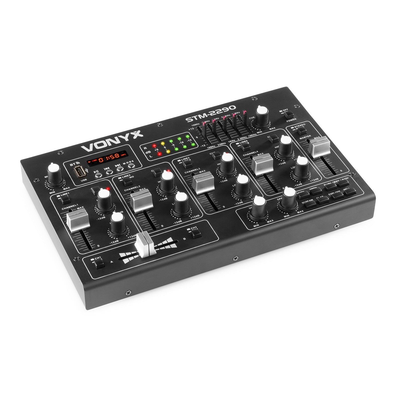 Vonyx STM2290 - Mezclador de 6 Canales con Efectos USB/MP3/BT - Tempo Shop