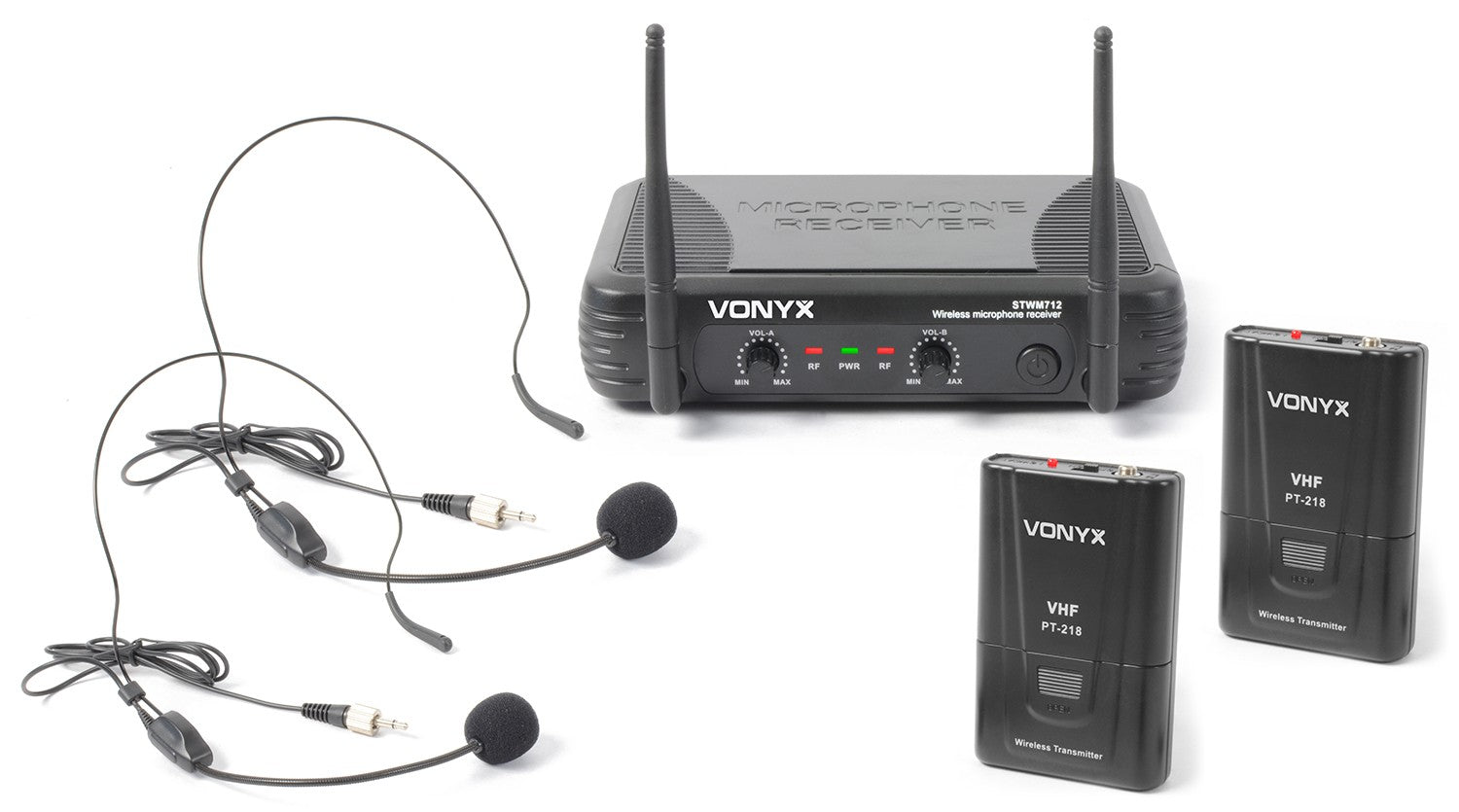 Vonyx STWM712H - Micro Inalámbrico 2 Canales VHF doble cabeza - Tempo Shop