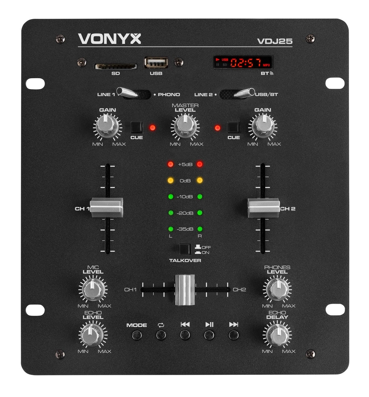 Vonyx VDJ25 - Amplificador con mezclador 2 canales - Tempo Shop