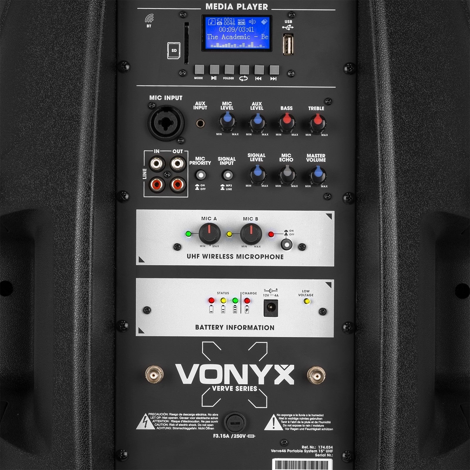 Vonyx Verve46 - Sistema portátil de Sonido 15” - Tempo Shop