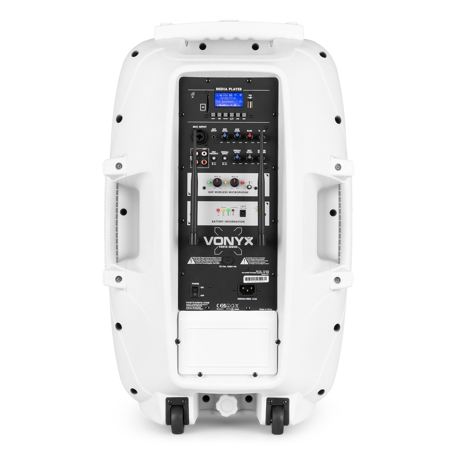 Vonyx Verve46 - Sistema portátil de Sonido 15” edición Blanco - Tempo Shop