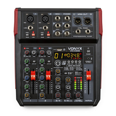 Vonyx VM - KG06 - Mezclador para música 6 canales BT/DSP/USB grabación - Tempo Shop