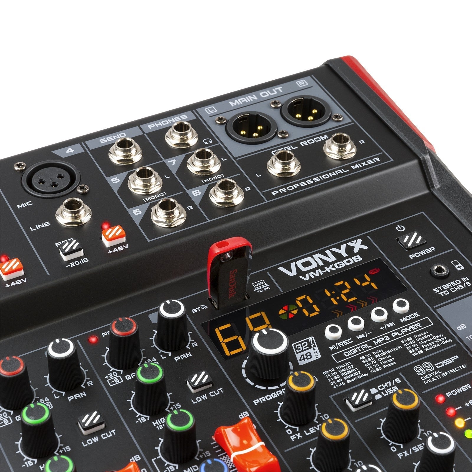 Vonyx VM - KG08 - Mezclador para música 8 canales BT/DSP/USB grabación - Tempo Shop