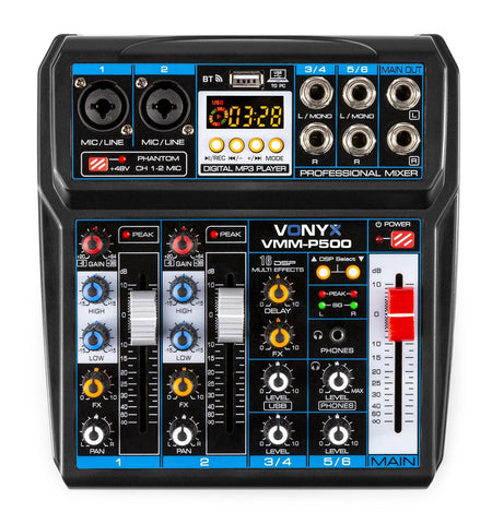Vonyx VMM - P500 - Mezclador Directo 4 Canales con DSP, USB y reproductor MP3/BT - Tempo Shop