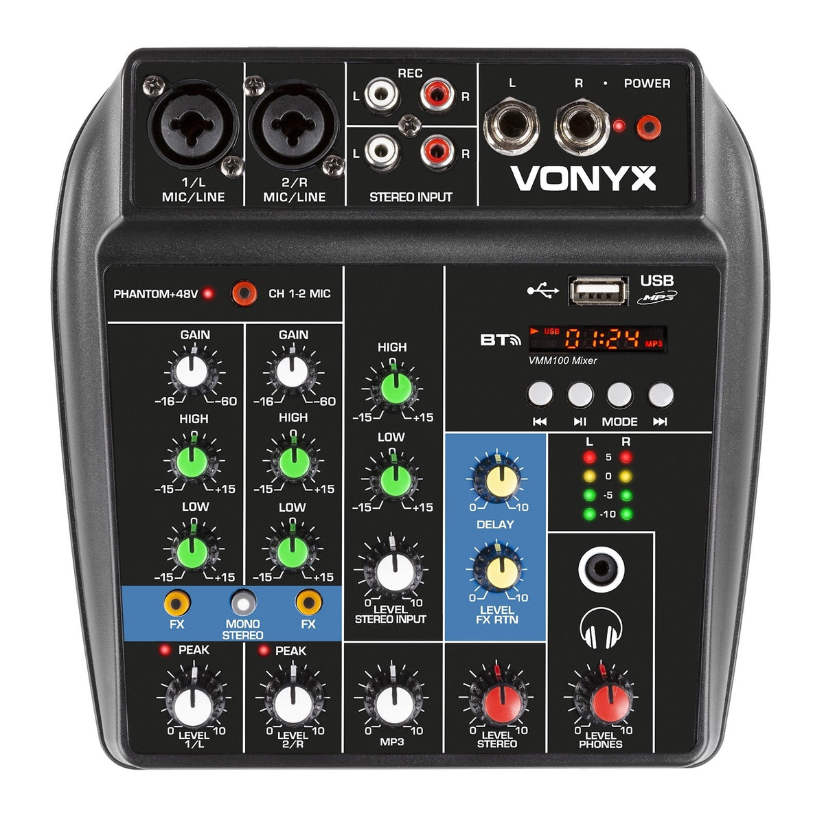 Vonyx VMM100 - Mezclador Audio con USB/BT - Tempo Shop