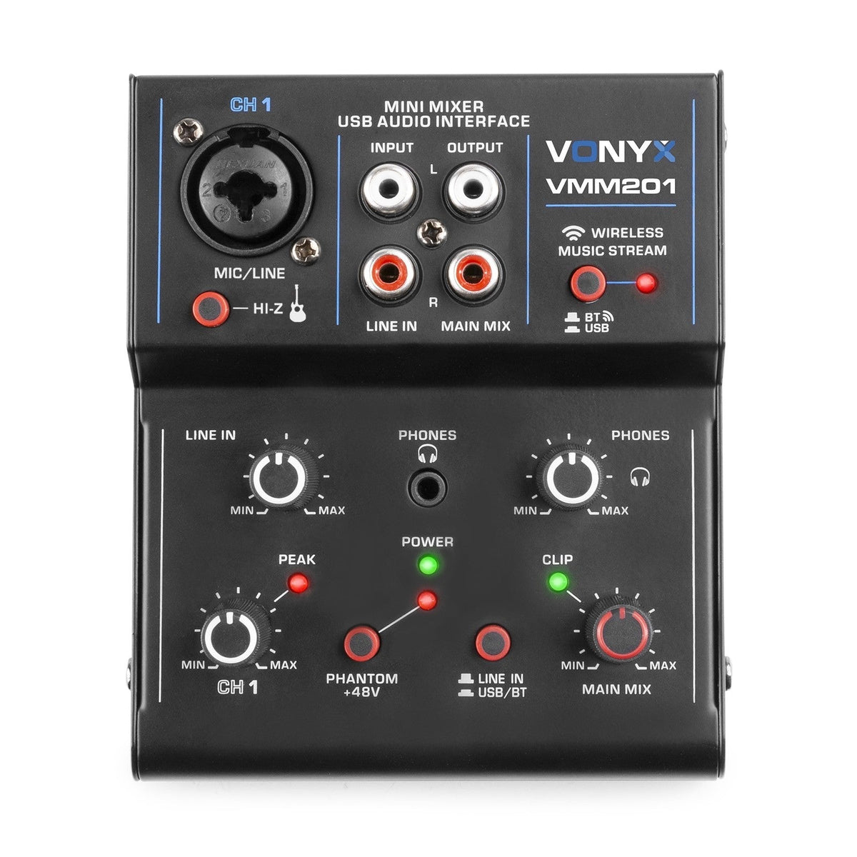 Vonyx VMM201 - Mezclador 2 canales con USB Audio Interface - Tempo Shop