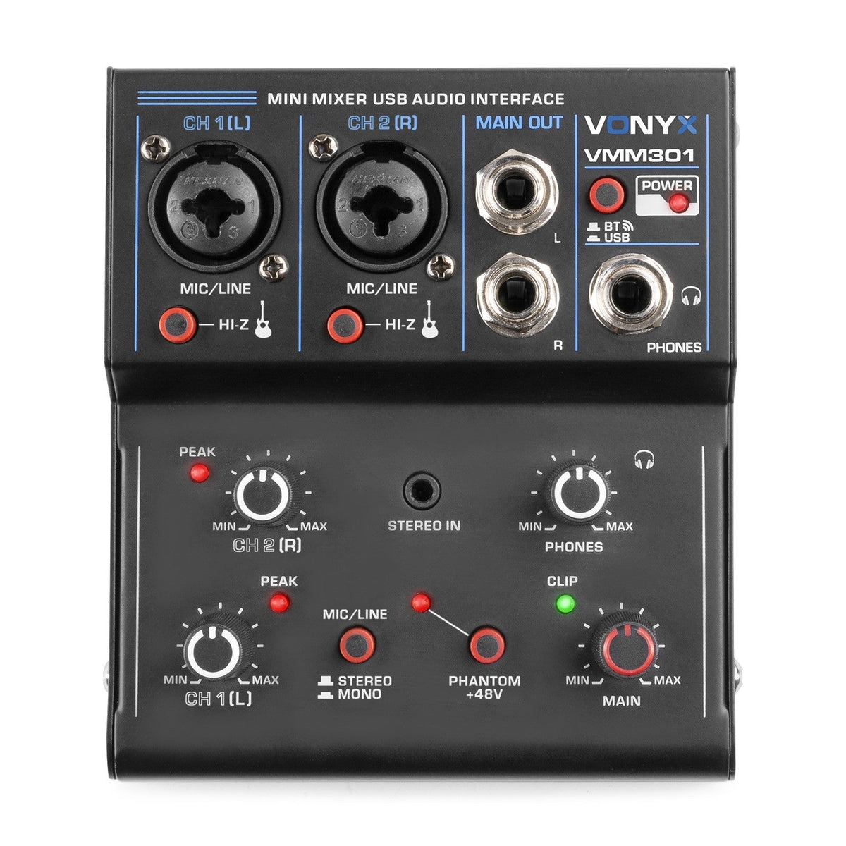 Vonyx VMM301 - Mezclador 3 canales con USB Audio Interface - Tempo Shop