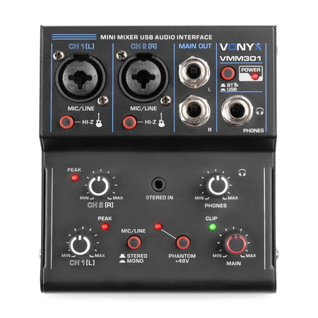 Vonyx VMM301 - Mezclador 3 canales con USB Audio Interface - Tempo Shop