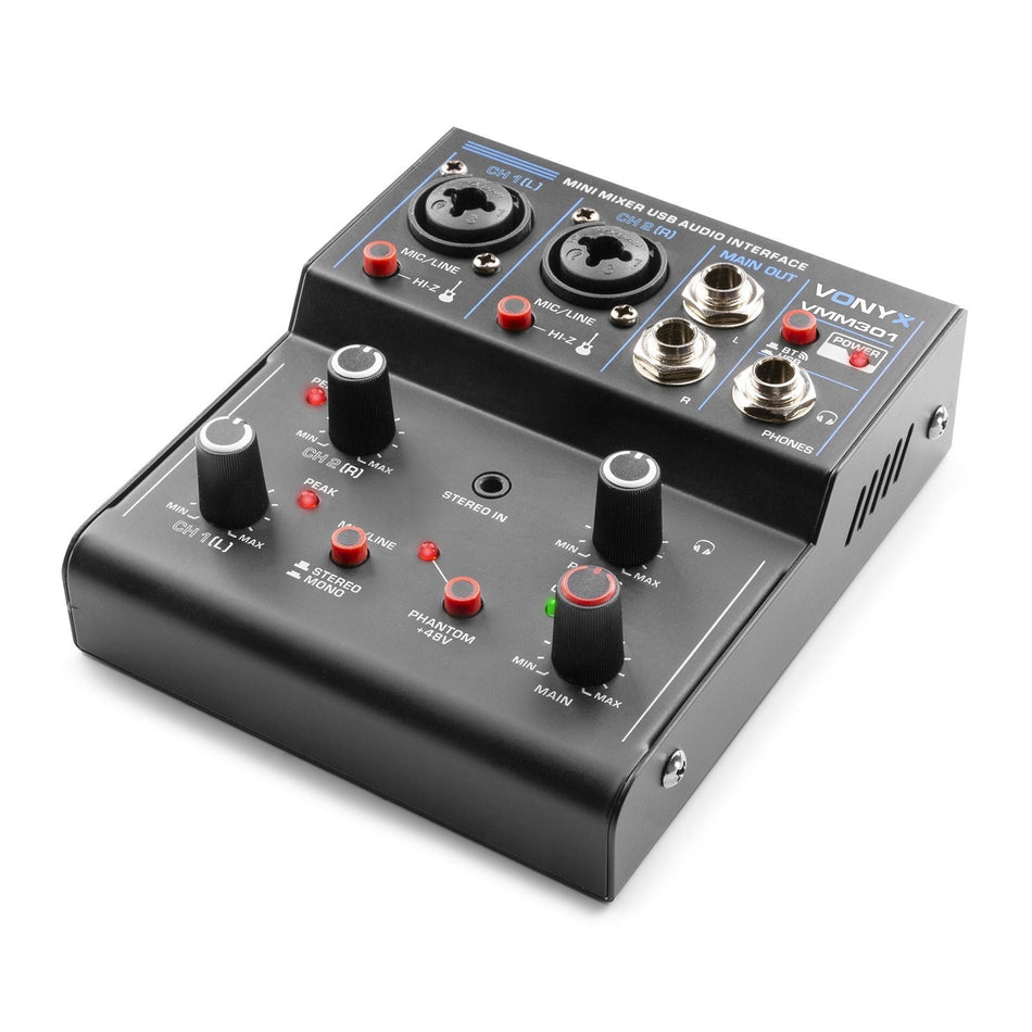 Vonyx VMM301 - Mezclador 3 canales con USB Audio Interface - Tempo Shop