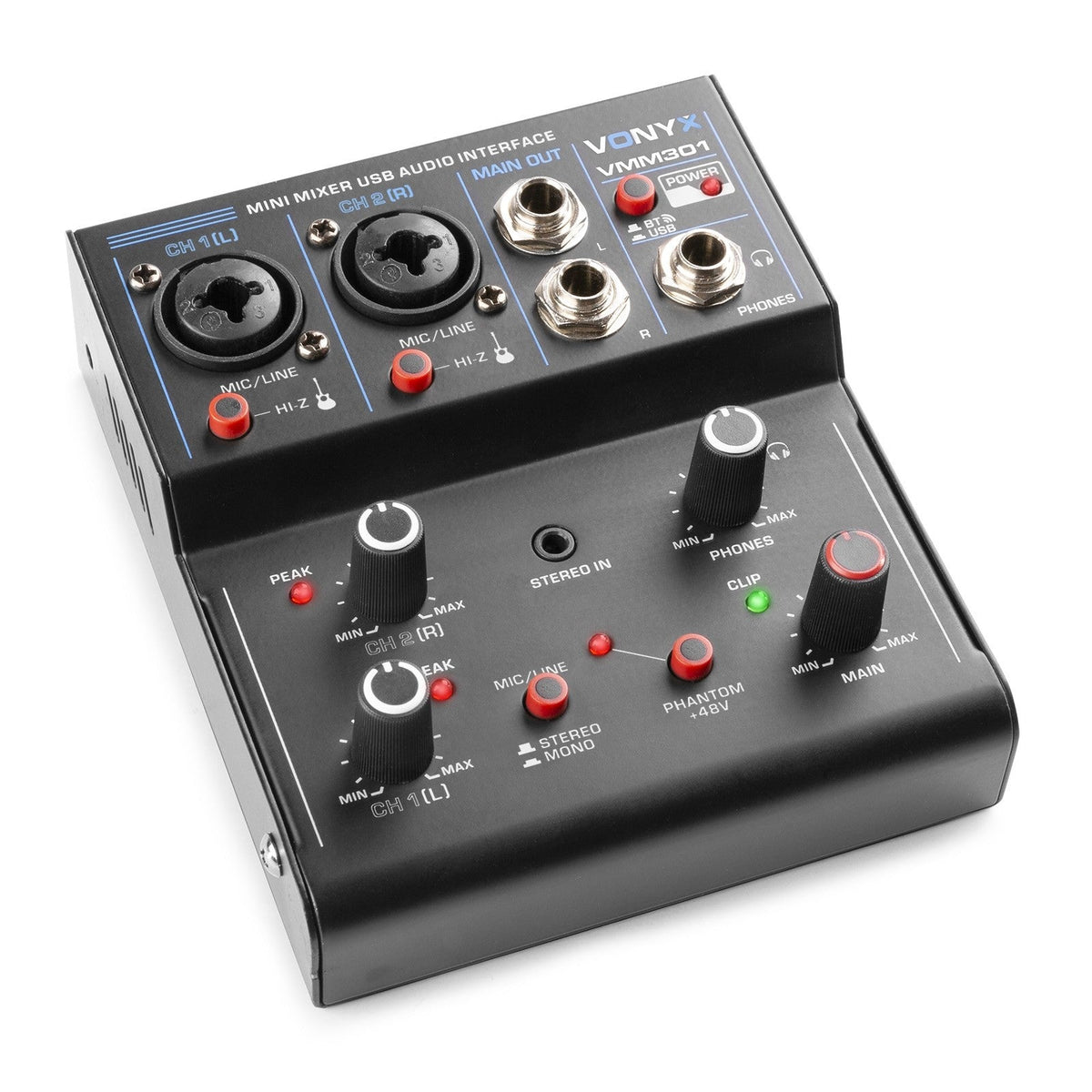 Vonyx VMM301 - Mezclador 3 canales con USB Audio Interface - Tempo Shop