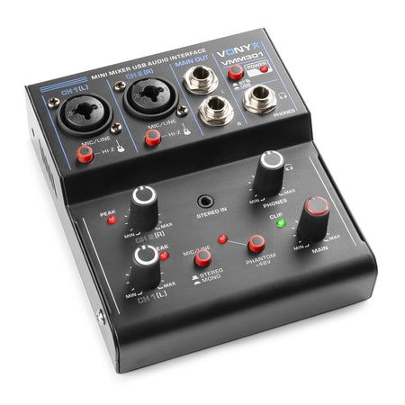 Vonyx VMM301 - Mezclador 3 canales con USB Audio Interface - Tempo Shop