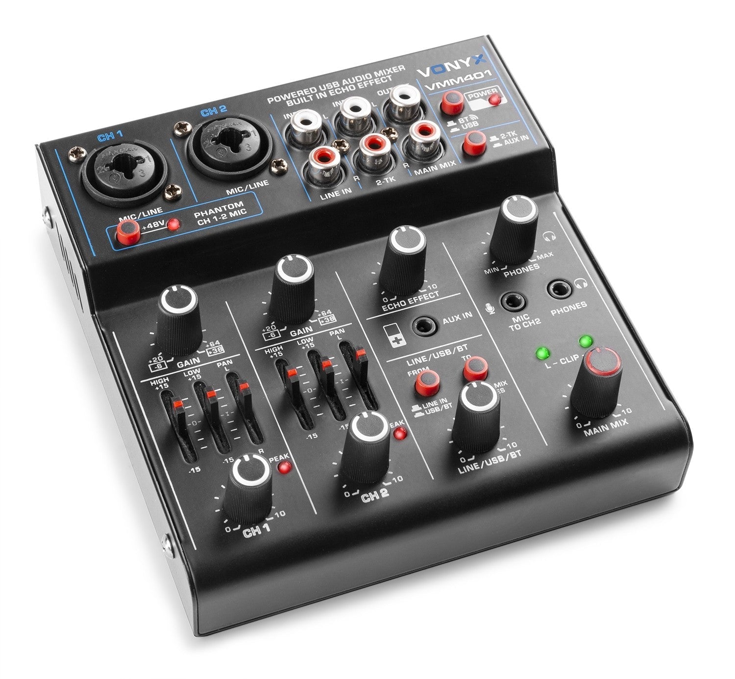 Vonyx VMM401 - Mezclador 4 canales con USB Audio Interface - Tempo Shop