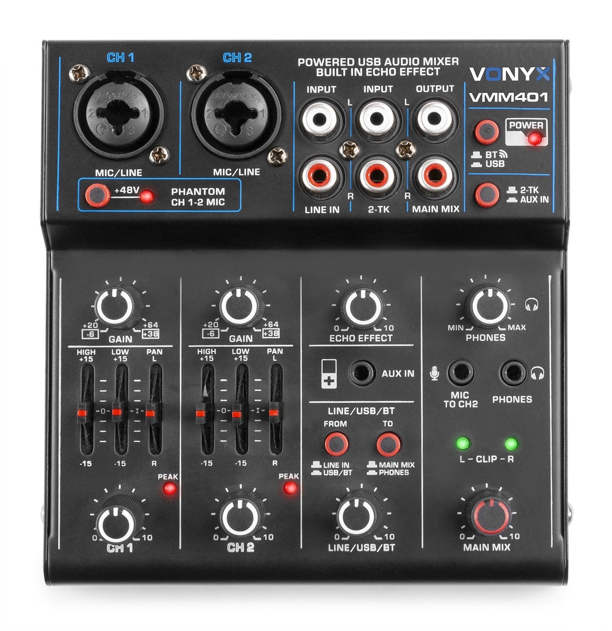 Vonyx VMM401 - Mezclador 4 canales con USB Audio Interface - Tempo Shop