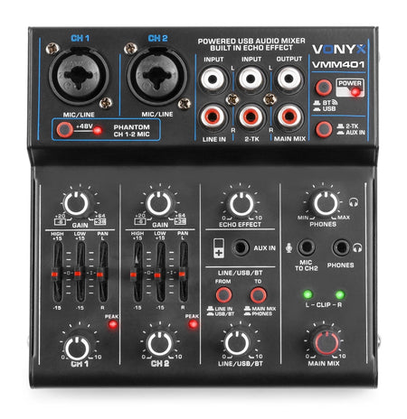 Vonyx VMM401 - Mezclador 4 canales con USB Audio Interface - Tempo Shop